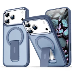 Luxury Magnetic Wireless Charging Stand & Matte Phone Case - iPhone 17 Pro (Blue)