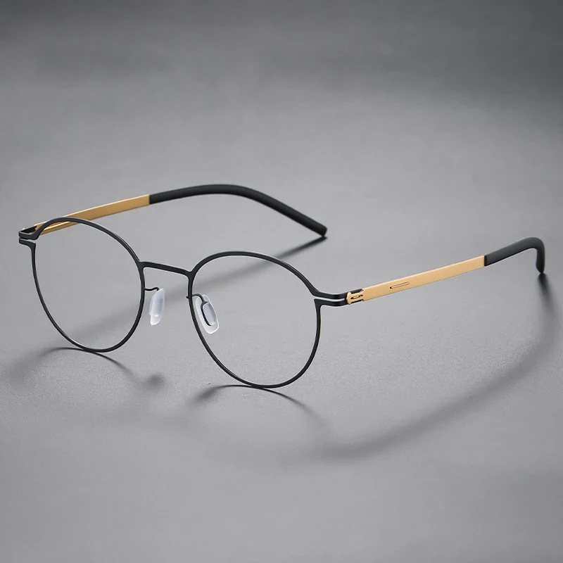 Germany Fashion Round Screwless Ultra-light Glasses Frame Men Women Brand Designer Tona Stainless Steel Eyeglasses Eyewear Gafas