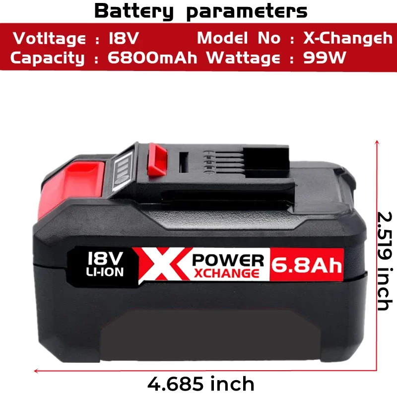 

18V 6800mAh Lithium-Ion battery for XBP-600,PXBP-300,PX-BAT52.4511395, 4511481,4511396, 4511437neu for Power Tools Battery