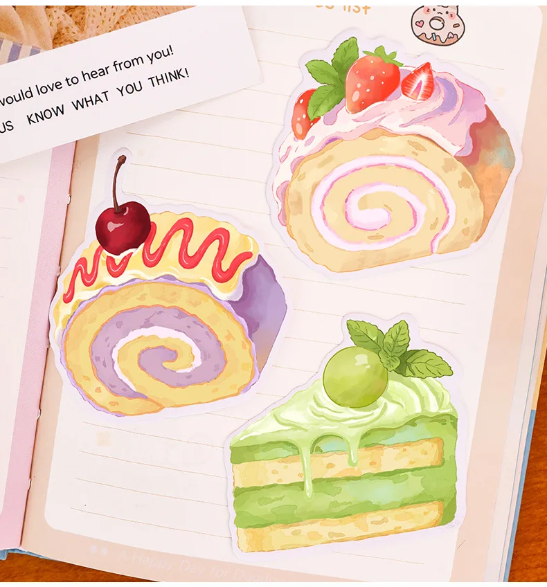 Niedliche Kuchen-Haftnotizen für Schüler, Klebende Notizblöcke, Mehrfach Verwendbar, Abnehmbare Schreibwaren, Geschenk für Journaling & Tägliche Notizen – Detail 11
