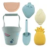 Baby Beach Toys Summer 2022 Kids Bath Set Soft Silicone Cherry Sandbox Set Toy for Send Sand Water Tools Swim Children Play Game 6