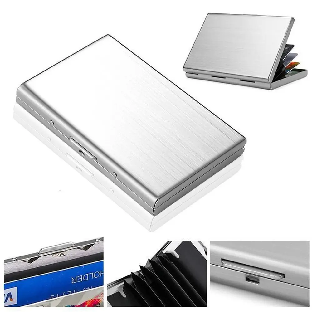 Edelstahl-Kreditkartenhalter, 10 Fächer, für Herren, schlank, Anti-RFID, Reise-ID-Karteninhaber, Debitbox, Damen-Geldbörse, Metallgehäuse, Porte Carte – Detail 11