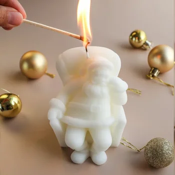 Xmas Candle Silicone Mold Sleeping Santa Claus Christmas Aromatherapy Candle Silicone Mold DIY Decorative Plaster Mold