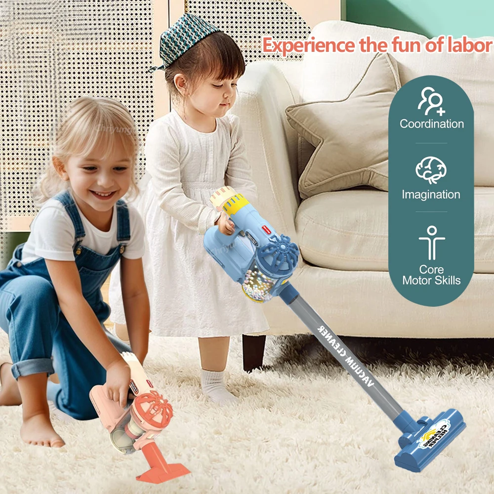 Kids Simulation Electric Vacuum Cleaner Cleaning Set for Toddlers Role Play Housekeeping Educational Toys Girl Boy Gifts - Bilde 2