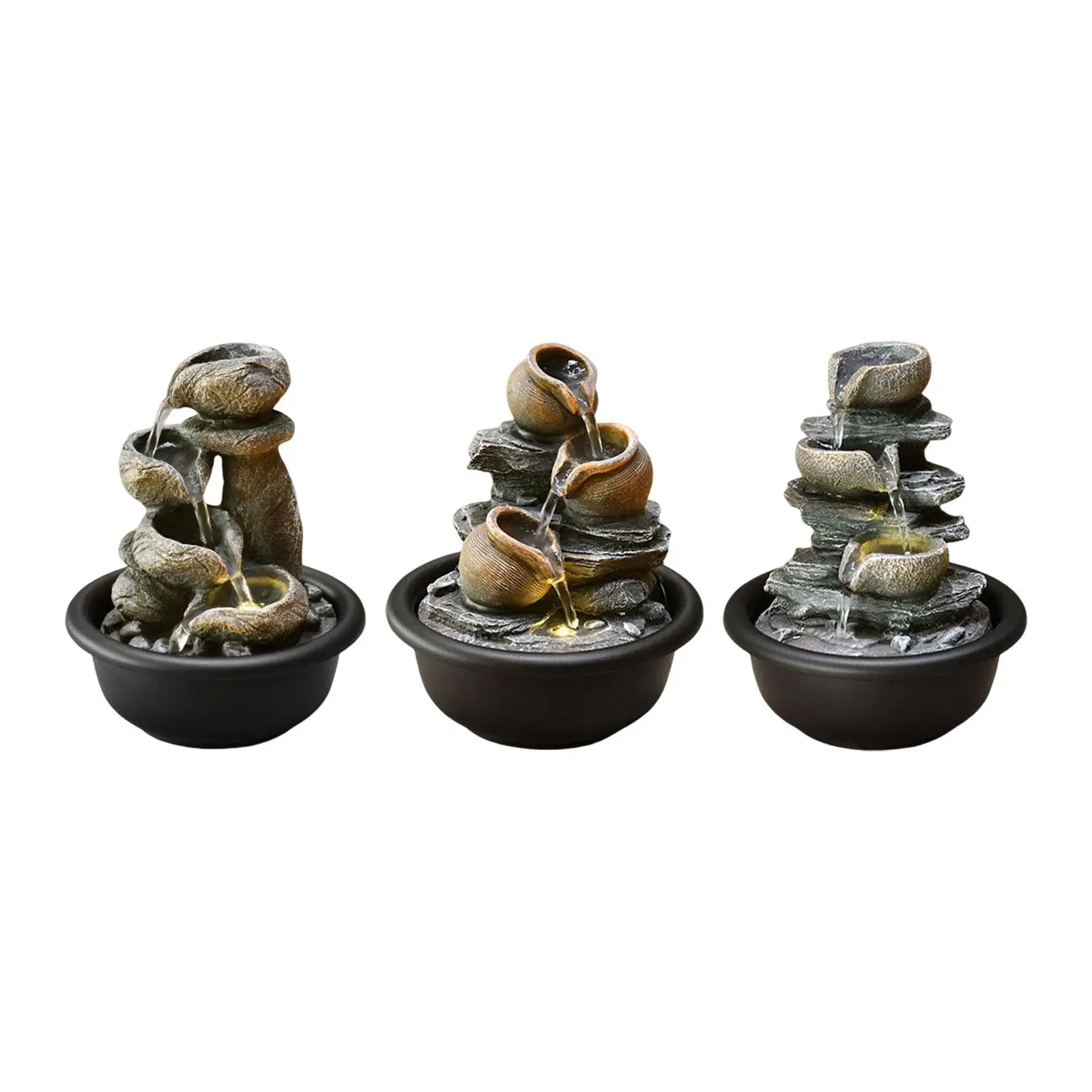 

Tabletop Fountain with Scene Light and River Rocks Desktop Fountain Indoor Waterfall Fountains for Meditation Relaxing Bedroom