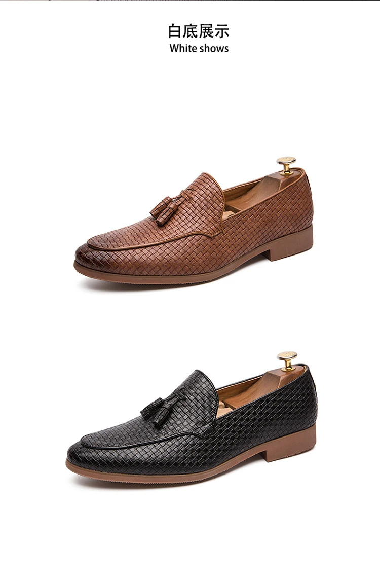 High Quality British Casual Business Shoes Men Flat Tassels Social Formal Loafers Men Dress Office Party Leather Shoes Man
