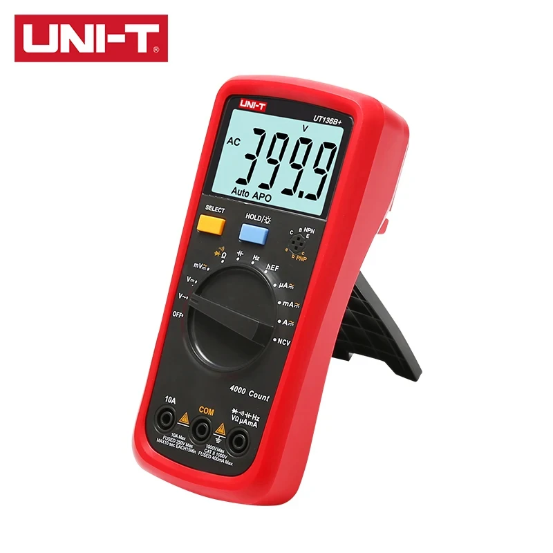 UNI T UT136B+/C+ 디지털 멀티미터 1000V 10A AC DC True RMS 자동 범위 지정 기능(과부하 경보 포함) 빠른 샘플링 및 LED 손전등