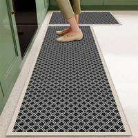 Mat for Kitchen Carpet Waterproof PVC Long Floor Mats Leather Oil Proof Anti-slip Carpets Black White Plaid Home Decoration Rug 2