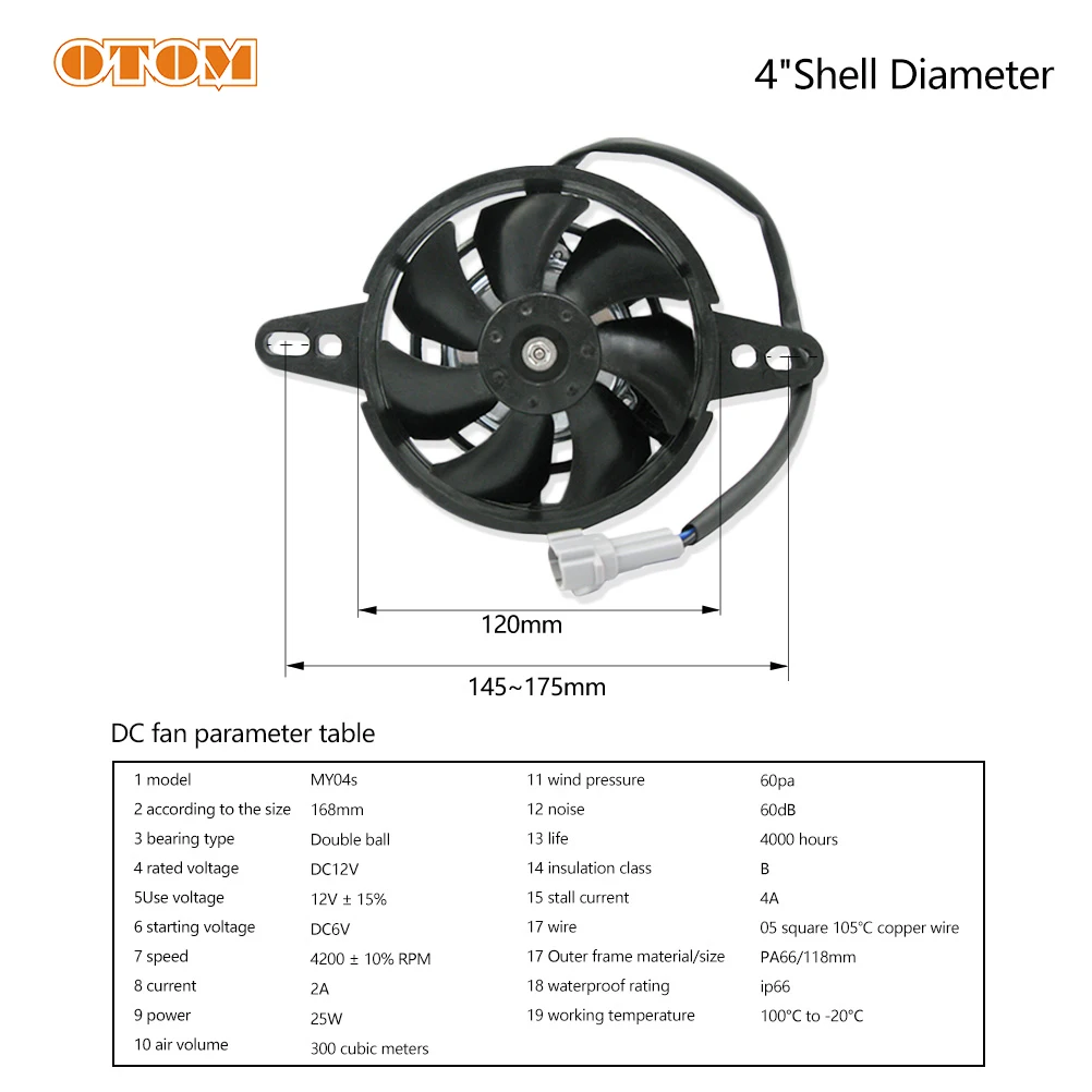 Motorcycle Cooling Fan Engine Parts Motorcycle Accessories Radiator Fan Cooling Fans Dirt Bike 50-250cc Oil Cooler ATV Motocross 12V Enduro Electro Fan