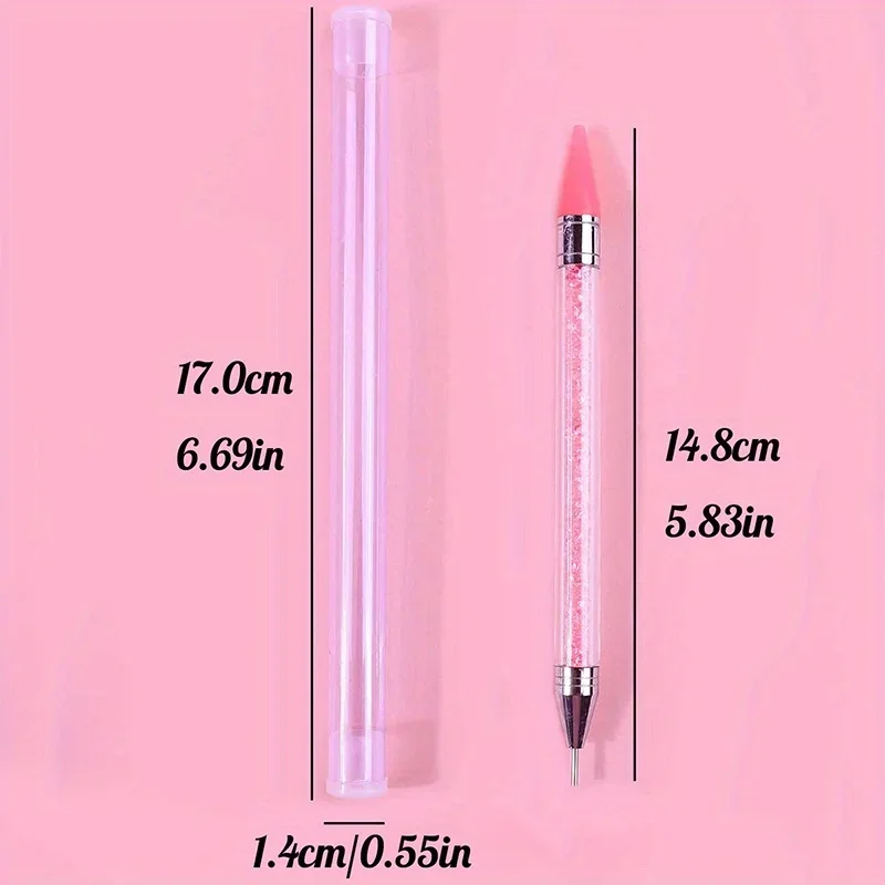 Nails Art Brush For Manicure Double Head Point drill pen Dot Painting Point Pen Rhinestone Picker Wax Pencil Crystal Handle Tool 4