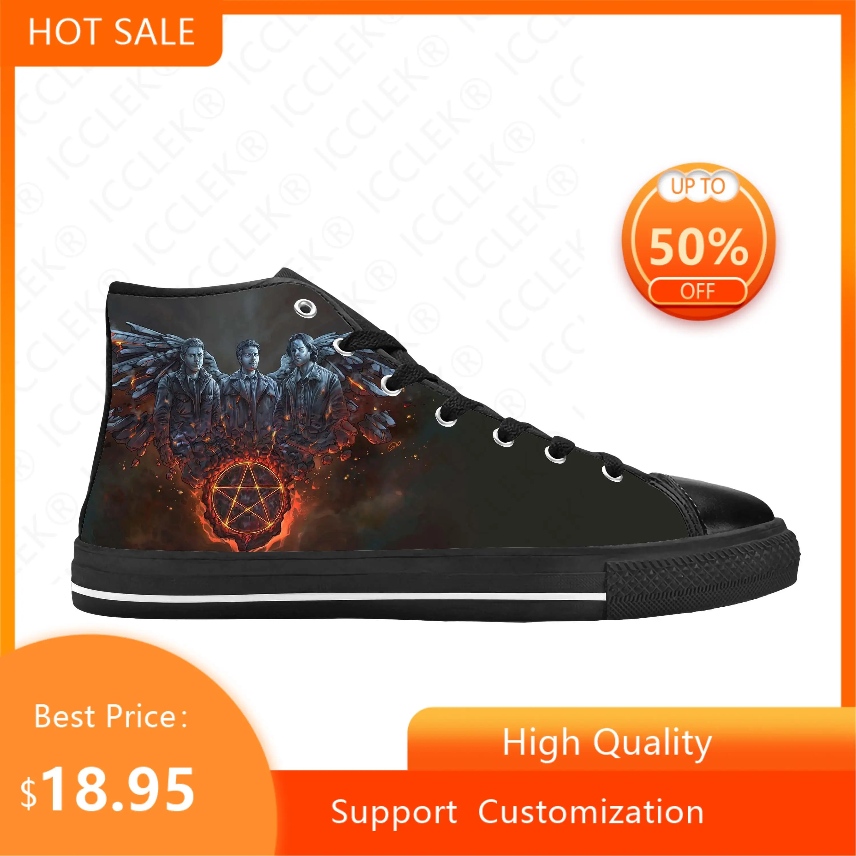 Supernatural Winchester Bros Horror Anime Cartoon Casual Cloth Shoes High Top Comfortable Breathable 3D Print Men Women Sneakers 2