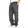 Autumn And Winter New Men Plus Thin Fleece Bunched Feet Tooling Casual Side Pocket Sports Fashion Straight Plus Size Pants 6