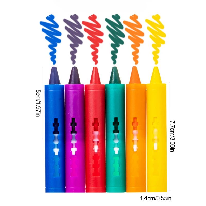 Non-dirty Hand Painting Crayon 1/6pcs Washable for Kids Bathroom