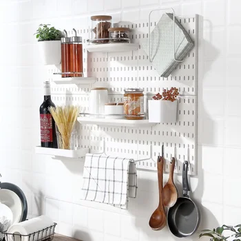 Pegboard Wall Panels Pegboard Wall Organizer Mounting Display Diy Pegboard Kit Tool Storage Panel Board Rack Bathroom Kitchen 3