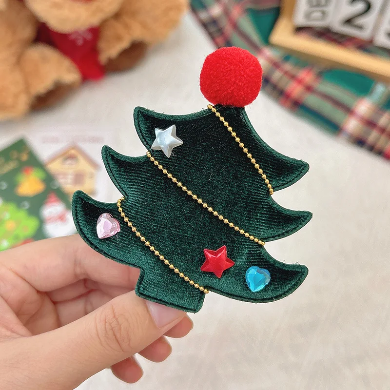Velvet christmas tree green clip