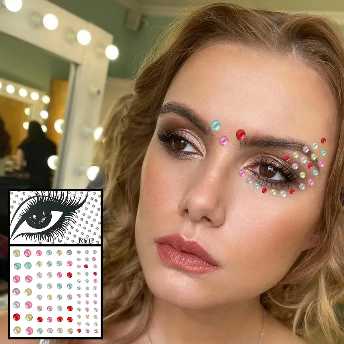 Face Gems Temporary Tattoos Eyes Eyeliner Bindi Dots Jewels Sticker Sparkle  Diamonds Pearl Makeup Jewelry Halloween Decoration - AliExpress