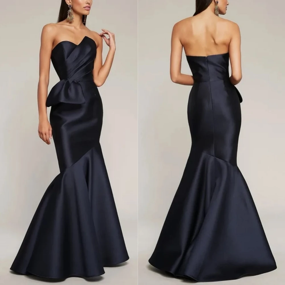 Satin Christmas Mermaid Strapless Bespoke Occasion Dress Floor Length