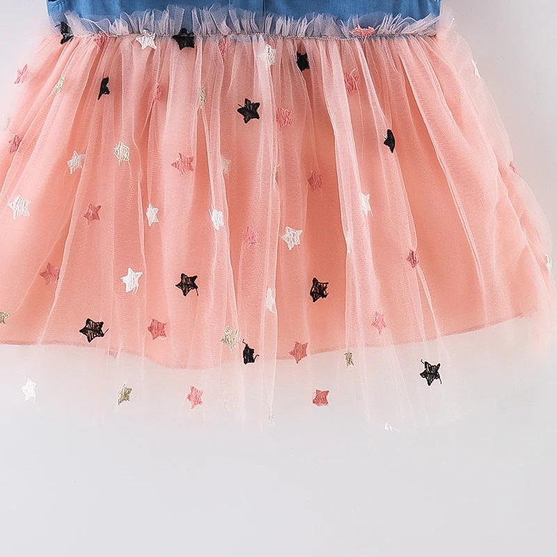 Summer Girls Dress Small Flying Sleeve Bow Cowboy Work Pompous Past Polka Dot Color Sweet Princess (Girls 0-3 Years Old) girls dress,baby girl dress