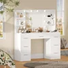Vanity Desk, Makeup Vanity with 10 LED Lights & 7 Metal Sliding Drawers, Brightness Adjustable, Vanity Table with 6 Open Shelves 1