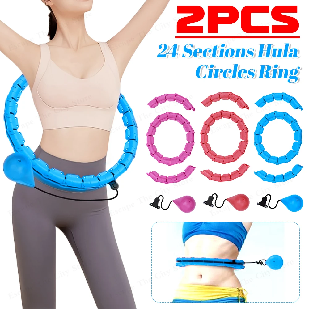 2Pcs Smart Circles 24 Sections Weighted Circle with Auto-Spinning Ball Adjustable Circles Ring for Fitness Workout Weight Loss