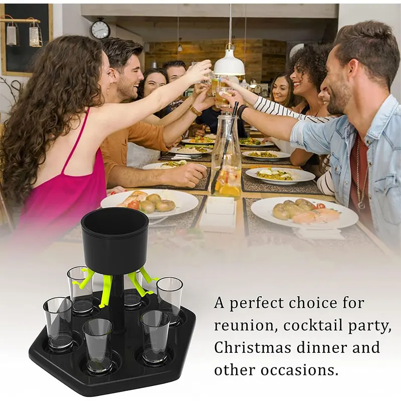 Plastic Shot Dispenser 6 with holder Shot Buddy Dispenser Liquor Pourer Glasses Bar Glasses for Filling Drink