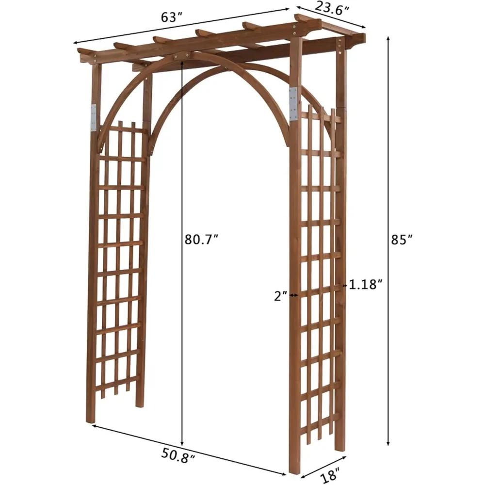 Garden Arbor, 7FT Natural Fir Wood Arbor Wedding Arch Outdoor Garden Trellis Pergola Arbor with Trellis Wall for Climbing Plants