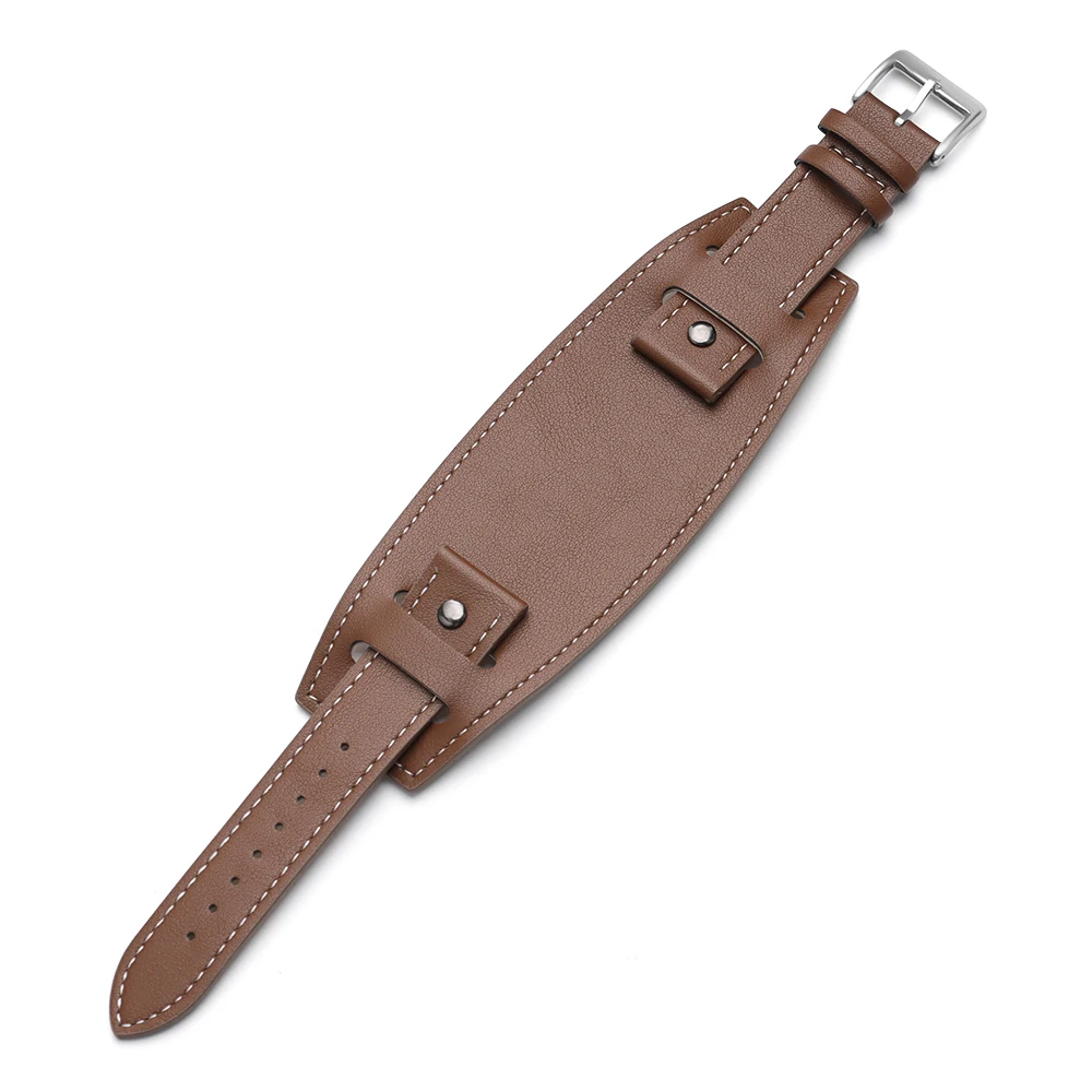 Elegant Leather Watch Strap in Retro Business Style - Black & Brown Bracelet Wristband