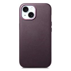 Magnetic Leather Case for Magsafe iPhone - Premium Protective Cover (Cherry)