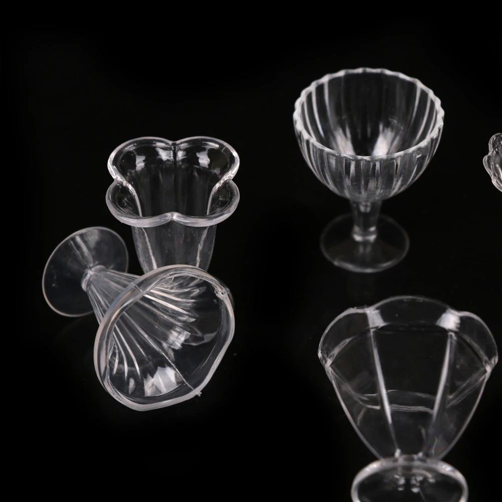 Doll House Cups 6Pcs Doll House Cups Miniatures Kitchen Tableware Ice cream sundae Cup toy