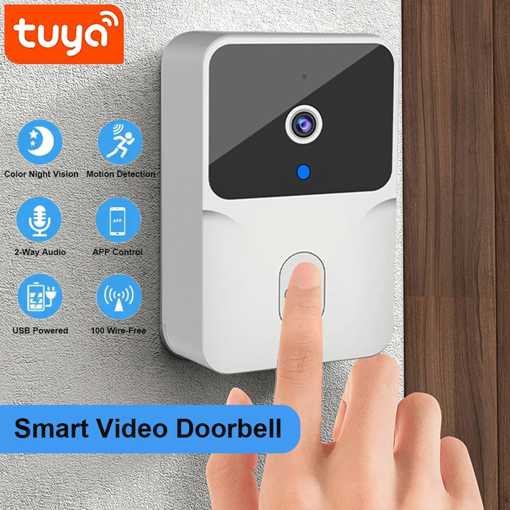 Smart Doorbell Camera 1080P Wi-Fi With Chime PIR Motion Detection 2 Ways  Audio Clear Night Vision