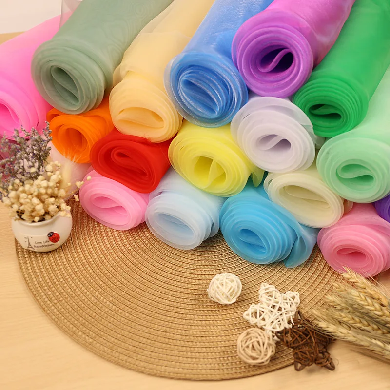 5 메터/몫 부드러운 모기장 거즈 Organza 패브릭 솔리드 컬러 커튼 메쉬 지상 Tulle 롤 웨딩 장식