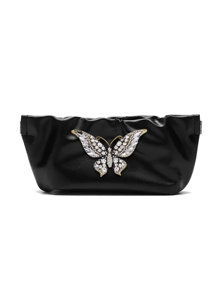 

Portable Eyewear Cases in Synthetic Leather: Large Capacity Black Symmetry Decor, Crystal & Pearl Style