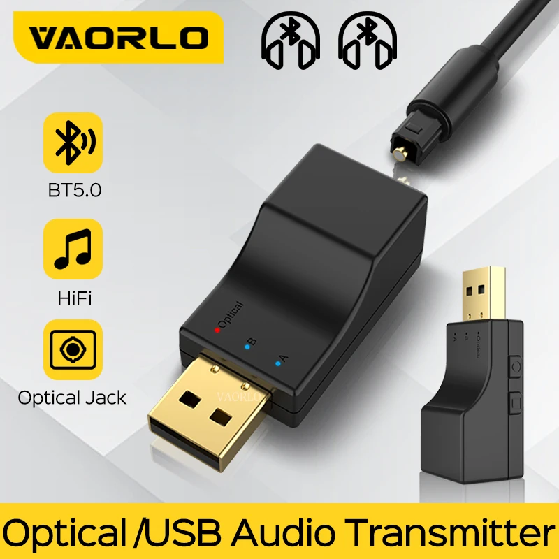 VAORLO Optical Fiber/USB Bluetooth Audio Transmitter USB Dongle Low Latency Stereo Wireless Adapter For Switch/PC/TV/PS4/XBOX bluetooth adapter bluetooth transceiver adapter audio adapter bluetooth aux adaptor