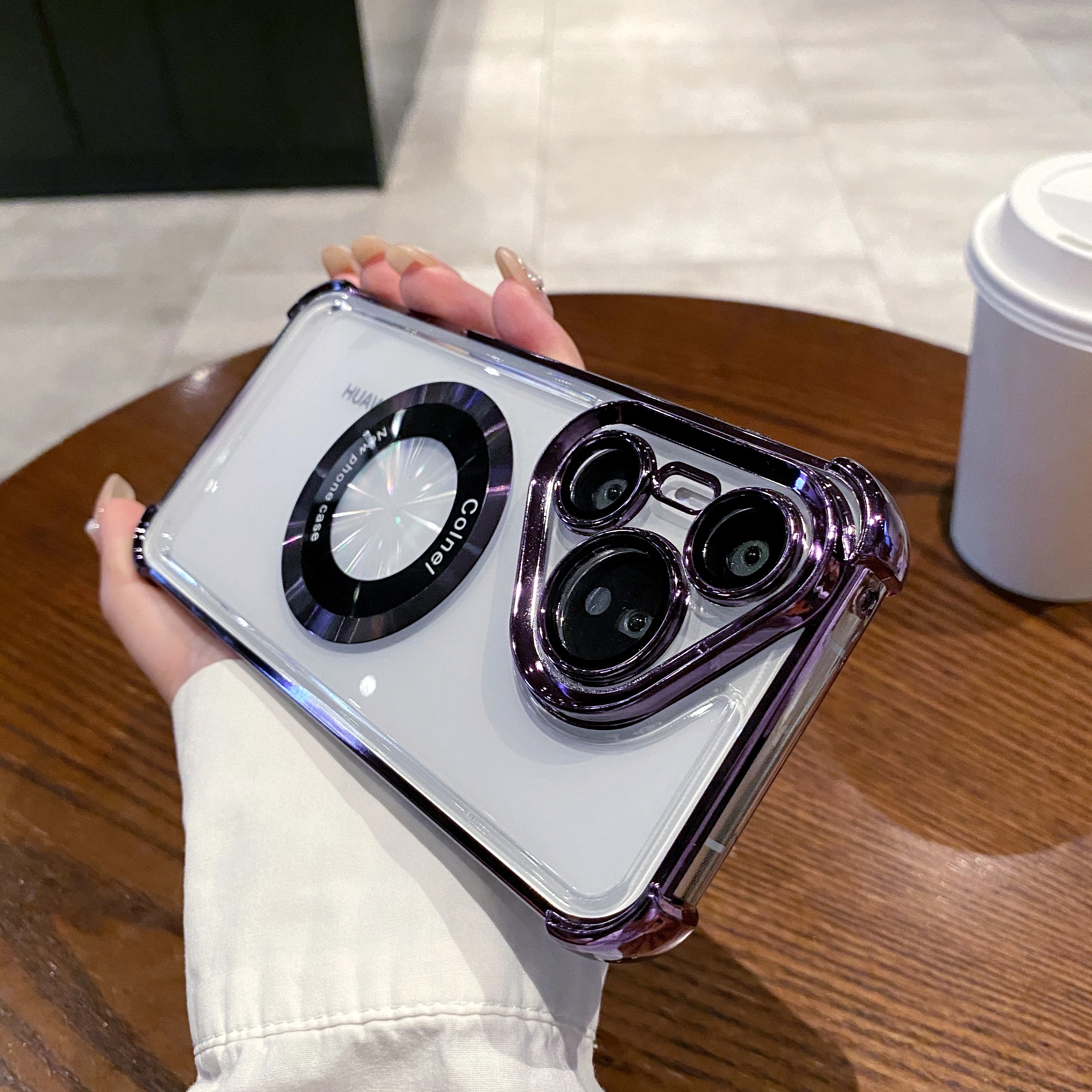 Clear Shockproof Magnetic MagSafe-Compatible Case with Glass Lens Hard Cover