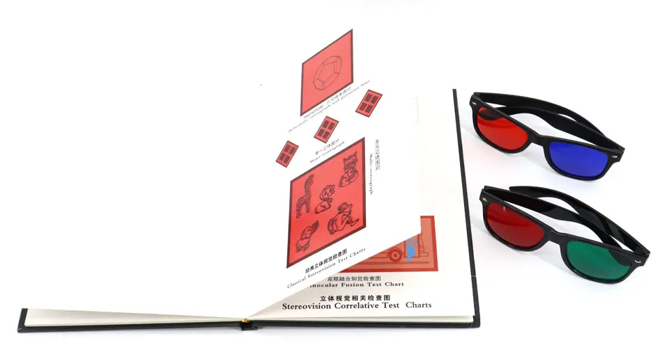 Random-dot Stereograms Comprehensive Visual Test Charts Book Color Blindness Astigmatism Amsler Test Chart with Eyeglasses