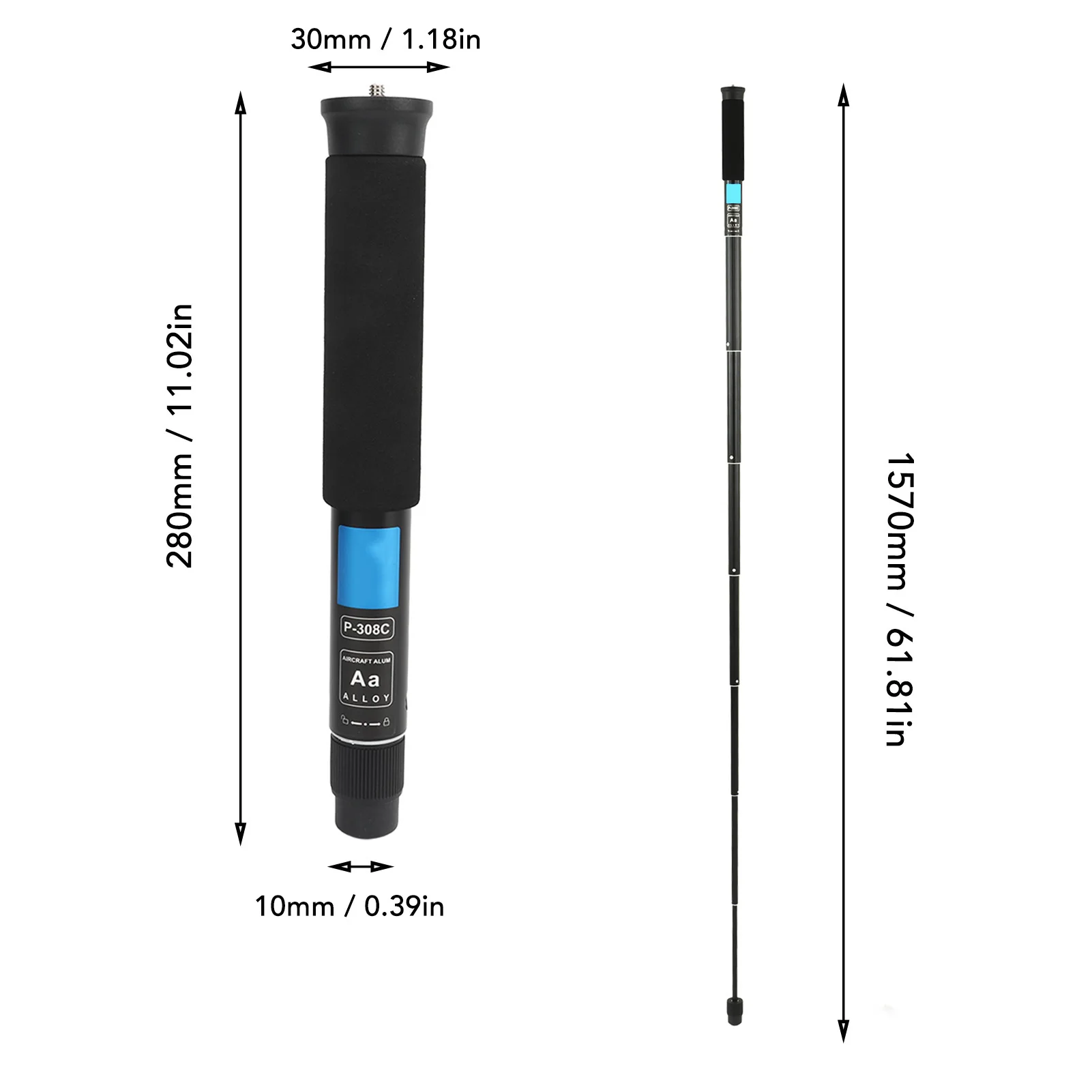 Camera Monopod 8 Sections Selfie Stick Trekking Pole Aluminum Alloy for Hiking Camping