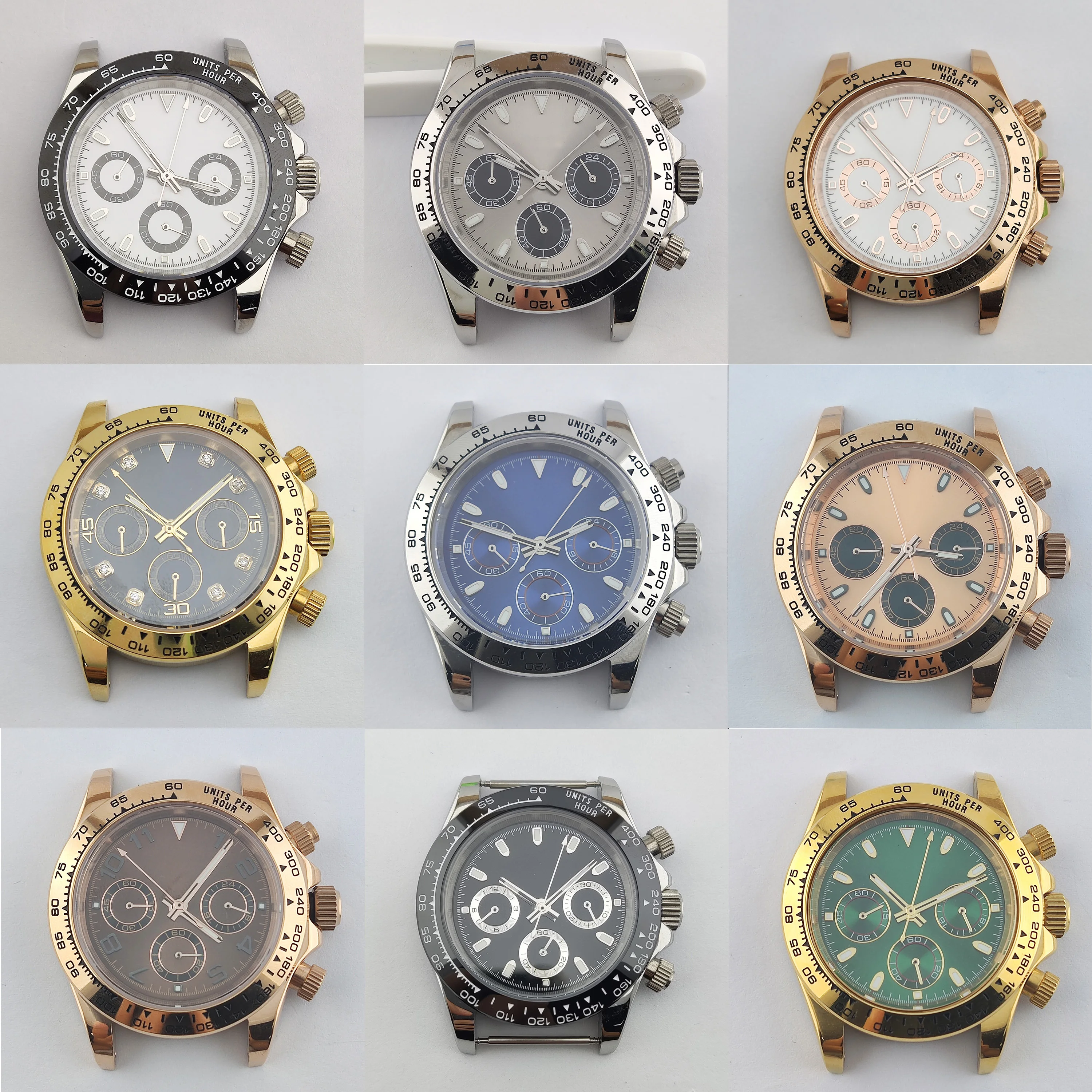 クロノグラフ　ケース　39㎜ VK63ケース日本クロノグラフウォッチVK63クォーツムーブメント39