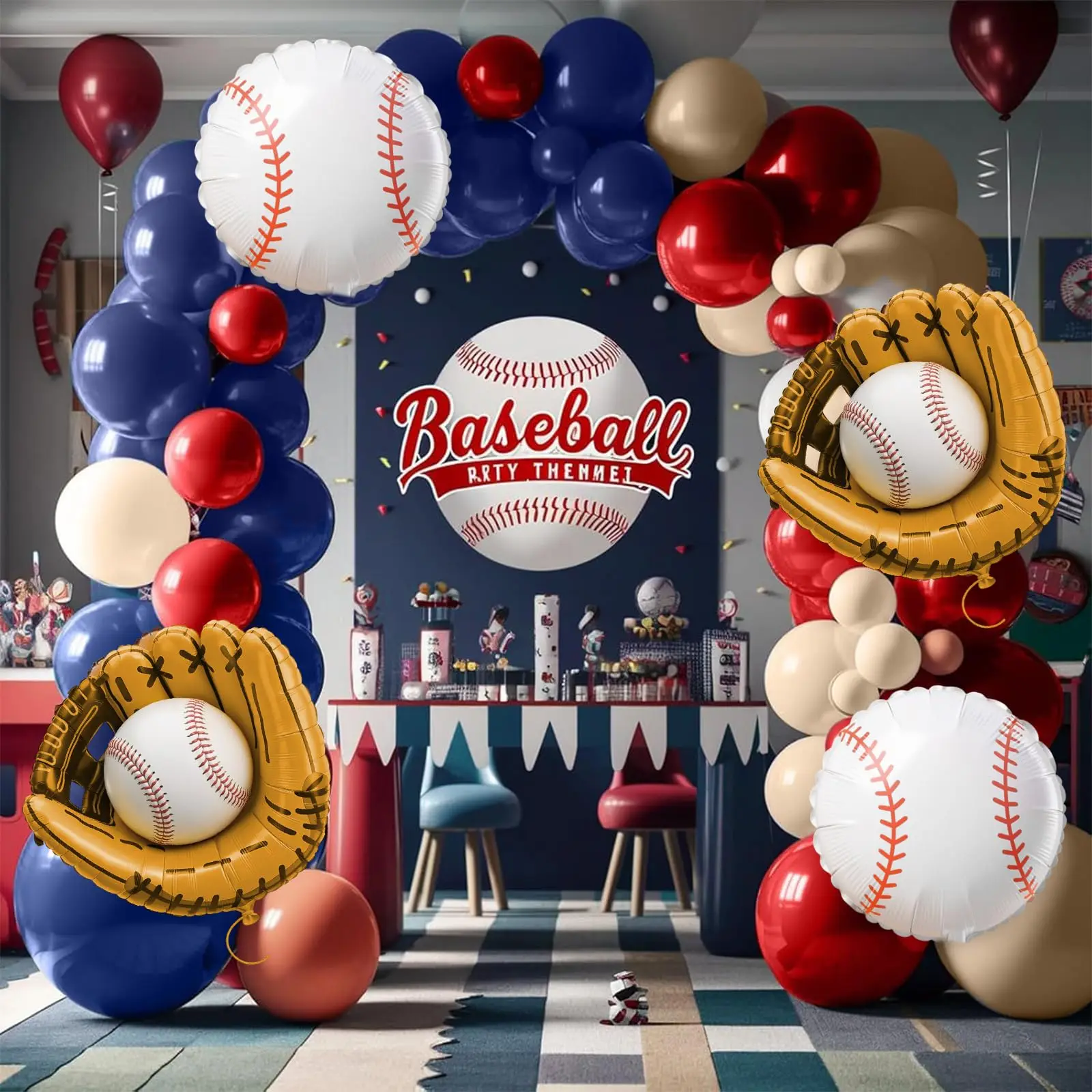 114 Stück Baseball-Folienballon-Set, Baseball-Thema, Spiel, Nacht, Geburtstag, Party-Dekoration – Detail 7