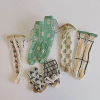 New Girls Baby Stacked Socks Summer Thin Breathable Mesh Korean Girl Kid Stockings Soft Cotton Children Printed Long Tube Socken 6