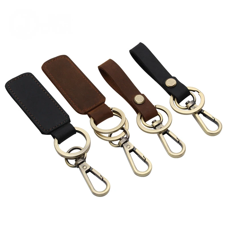 Keychain Keyring Keyholder Leather Cowhide for Business Gift Car Auto Wallet silver keychain jewelry