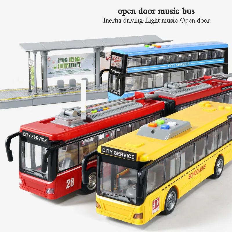 High-quality school bus toy car model large sound and light double-decker bus simulation car toy children's gift 21cm sound light excavator mixer truck model 1 36 alloy diecast engineering vehicle educational toy car for boys children y185