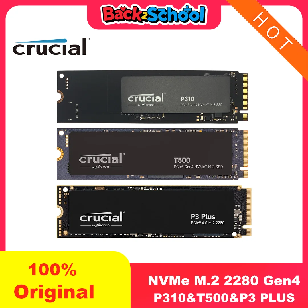 Crucial P3 Plus 1TB 2TB PCIe Gen4 NVMe M.2 כונן קשיח פנימי SSD (חבילת OEM) ו-Crucial NVME 2280 P310 1TB SSD ו-Crucial T500 1TB