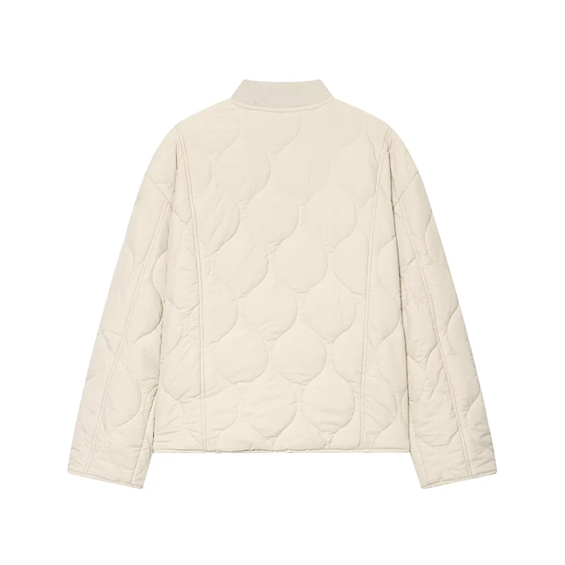 Women Autumn Casual Quilting Cotton Jacket Long Sleeve Single Breasted With Pockets Winter Vintage Loose Warm Short Parka Coat ﻿