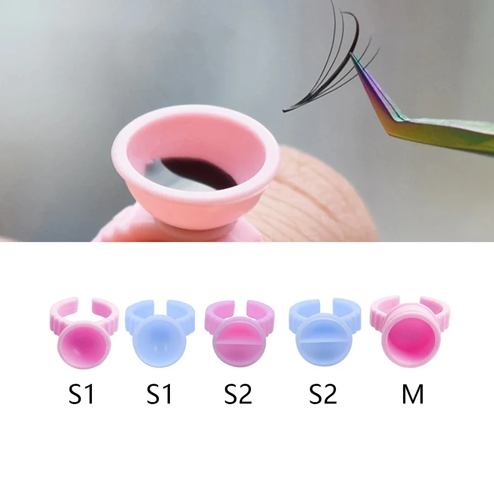 Kekelala 100PCS White Plastic Glue Ring Cups For Eyelashes Extension Microblading Pigment Holder Makeup Beauty Tools Supplier