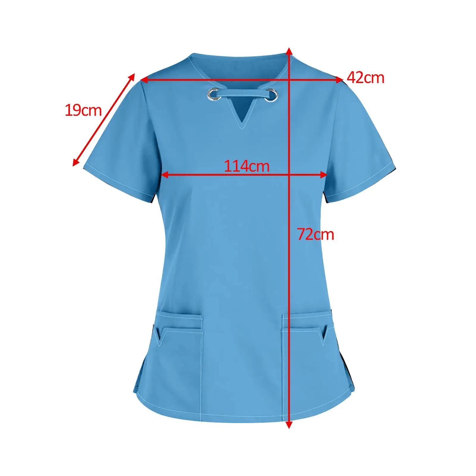 Womens V Neck Scrub Top Female Scrub Top with Multi Pockets Durable Work Clothing Nurse Uniform Scrub Top for Beauty Center