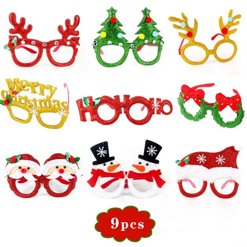 Christmas Decorations Glasses Set Holiday Adult Children Christmas Gift Hat Head Buckle Clap Ring Set