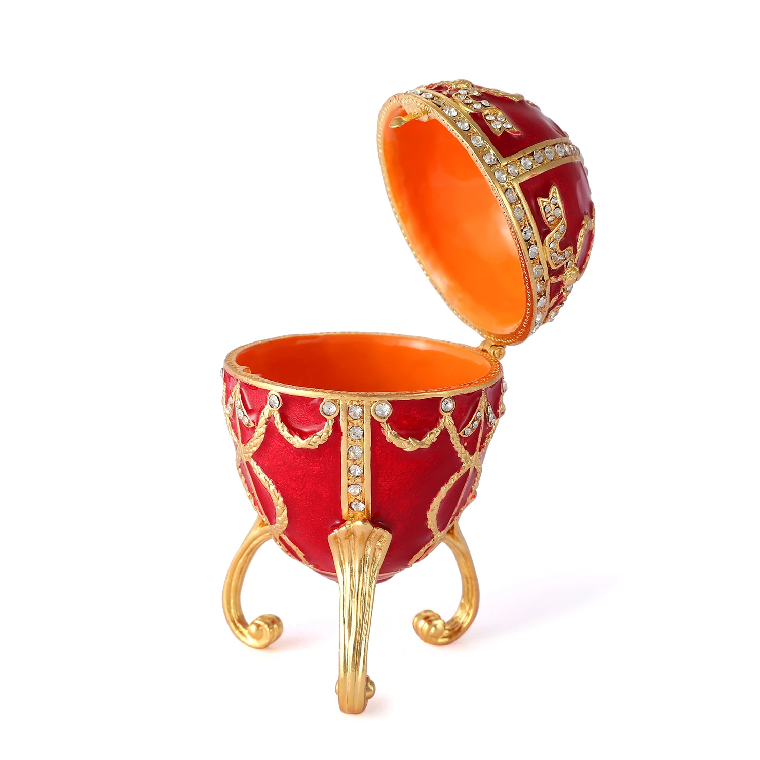 QIFU Unique Handicraft Red Faberge Egg for Trinket Box