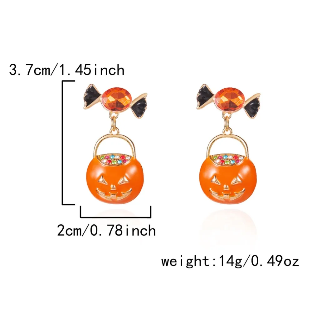 1 Pair Halloween Hoilday Candy Pumpkin Basket Drop Earrings for Women Creative Halloween Festival Celebration Decorations Wear