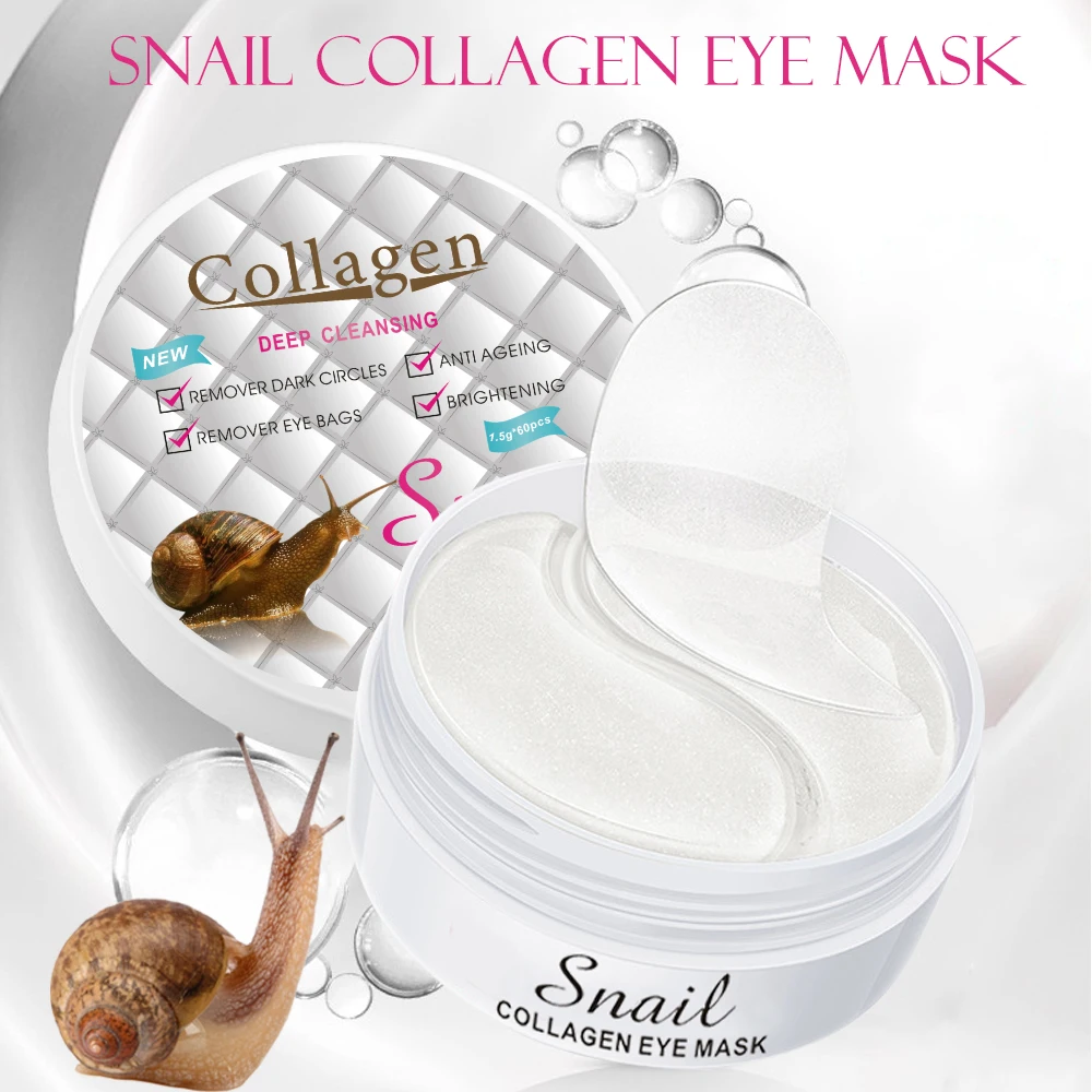 

60pcs Snail Collagen Eye Mask Remove Dark Circles Anti Ageing Beauty Patches For Eye Skin Care Remove Eye Bags Brightening