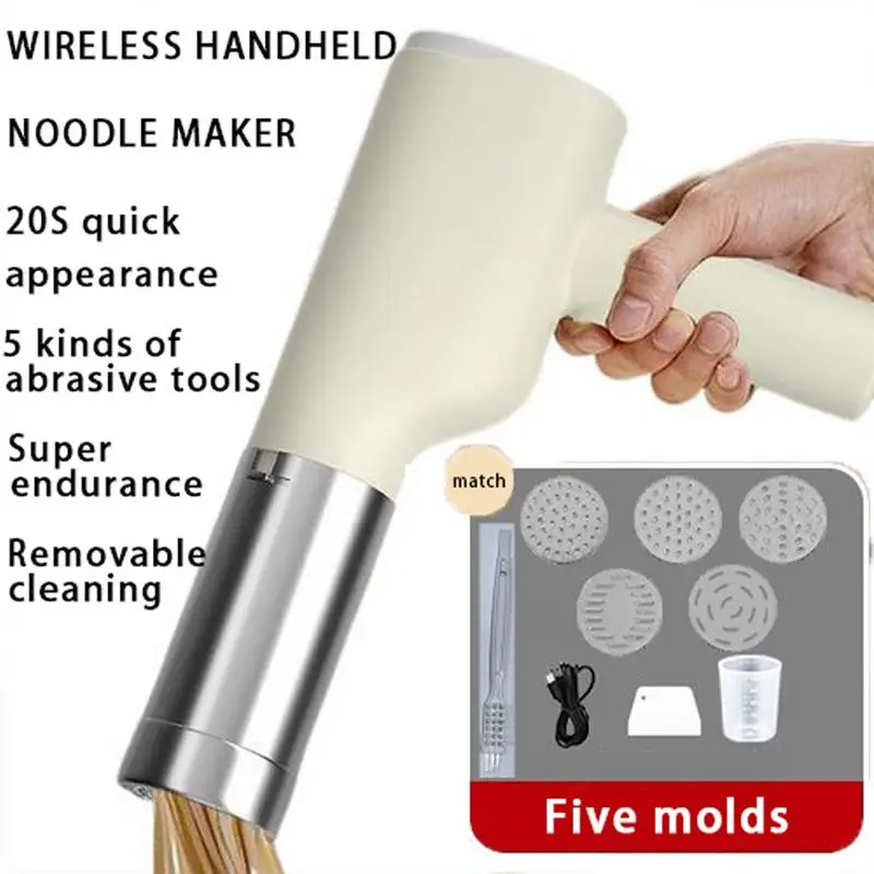 Handheld Electric Noodle Machine Cordless Noodle Press Automatic Pasta Maker with 6 Moulds Kitchen Smart Maker
